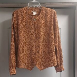 Leopard Print BORA BORA Button-Up Blouse Sz M